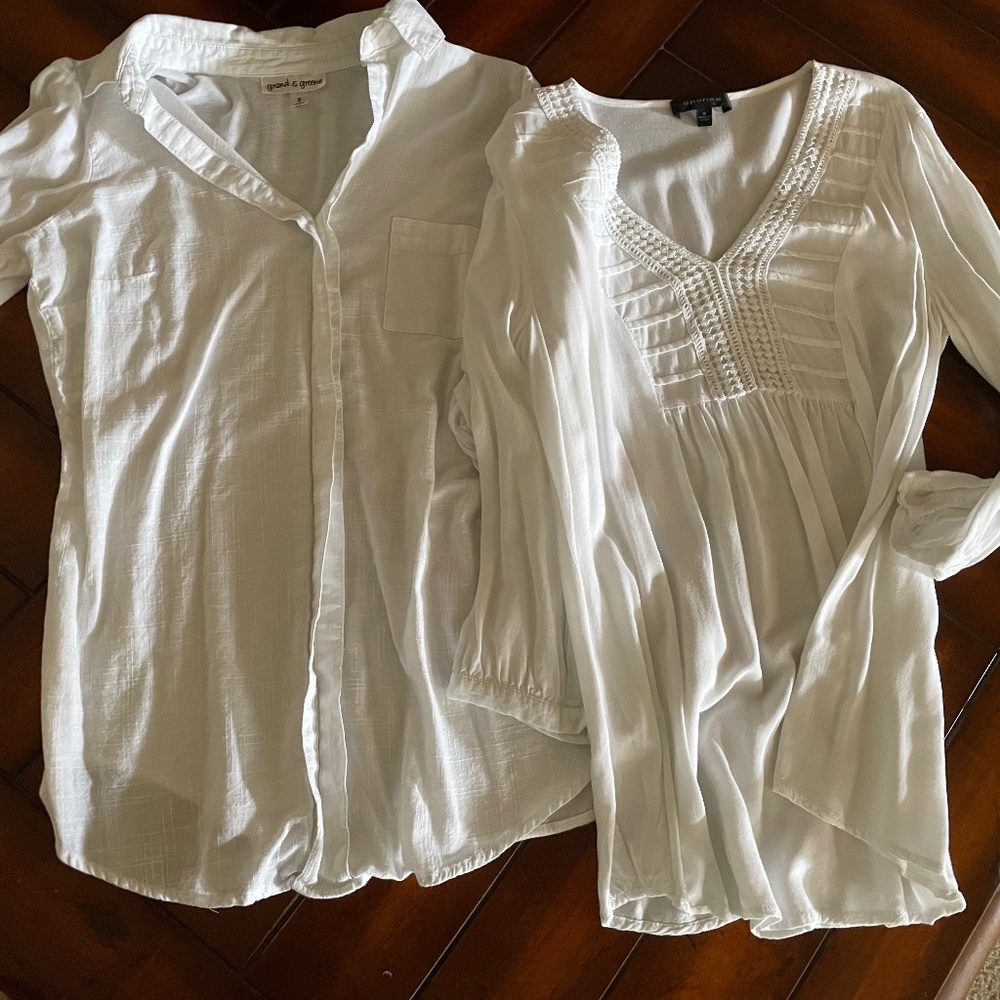 2 white boho top linen and cotton size small